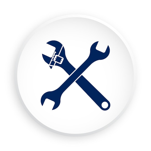 Claves cruzadas para la reparación de automóviles en estilo neomorfismo sobre fondo blanco. Equipo para el centro de servicio de reparación. Mantenimiento de la condición técnica del automóvil. Vector