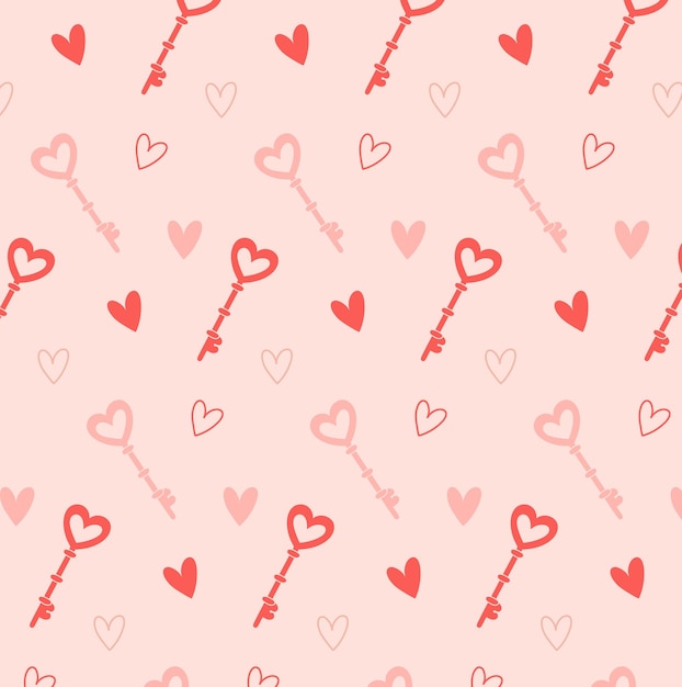 Claves de patrón sin costuras y corazones Día de San Valentín