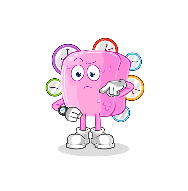 Clavo con vector de mascota de dibujos animados de dibujos animados de reloj de pulsera