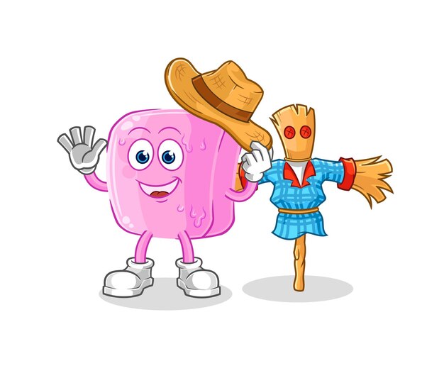 Clavo con vector de personaje de dibujos animados de espantapájaros