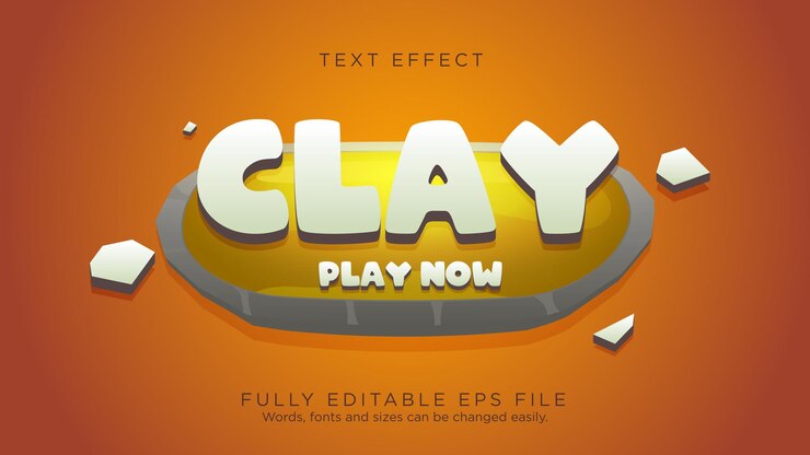 Vector clay game ui botón efecto de texto tipo de fuente