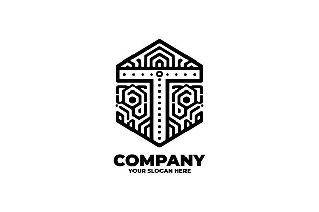 Clean Tech Letter T Badge Monochrome Logo