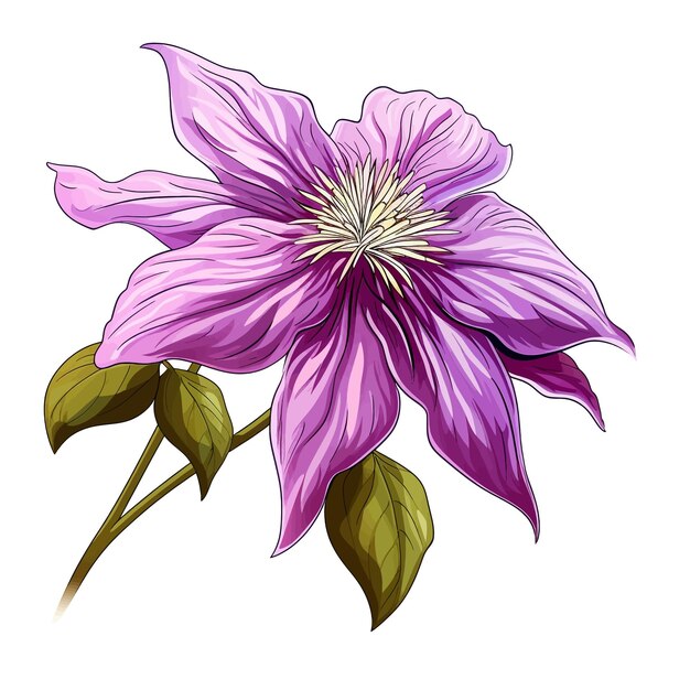 Vector clematis flor vector clipart fondo blanco