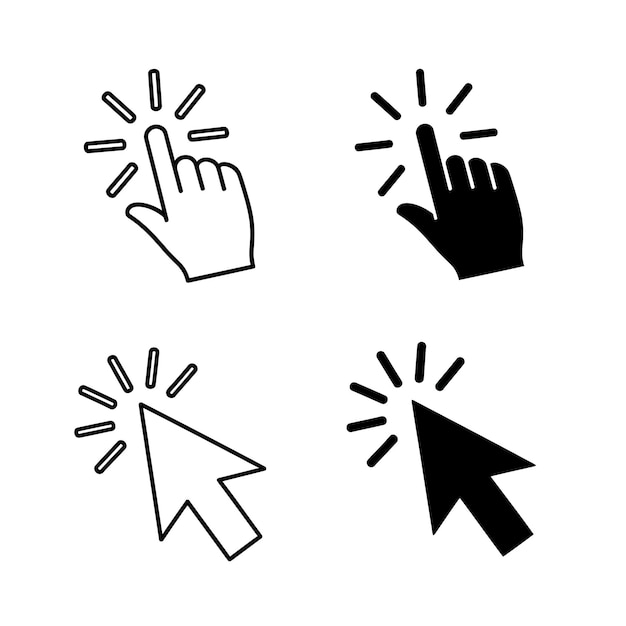 Click and Pointer Cursor Icons for User Interface