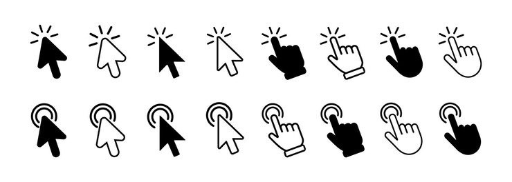 Click cursor icons set hand cursor icon computer mouse click cursor arrow icon collection pointer