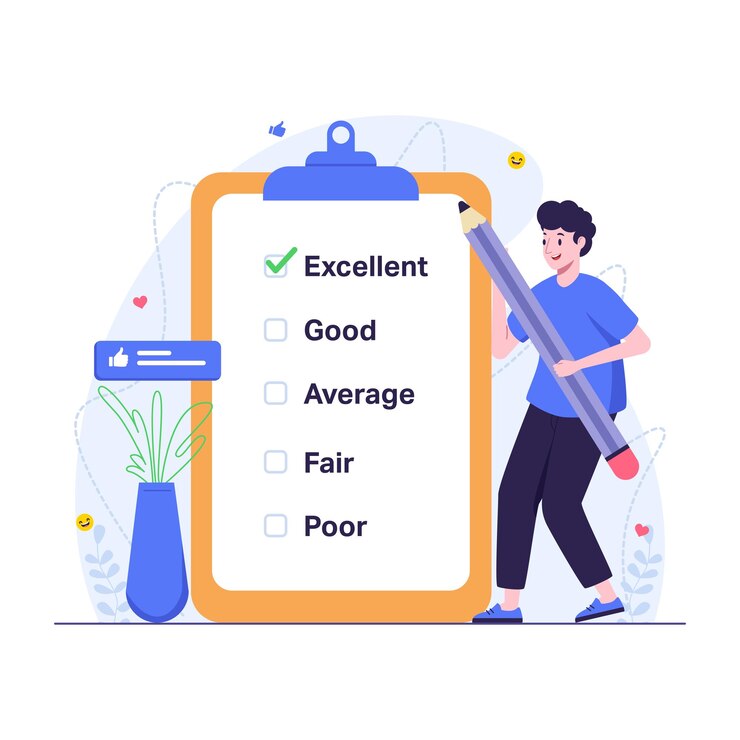 Vector el cliente completa el formulario de encuesta de lista de verificación