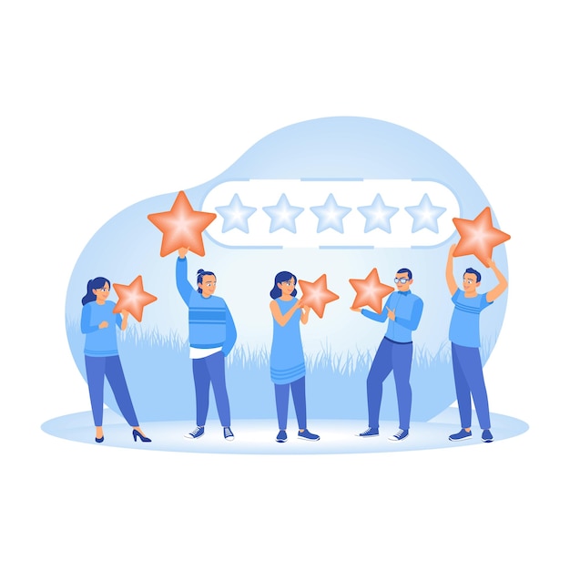 El cliente eligió una calificación de satisfacción y dio una calificacion de cinco estrellas