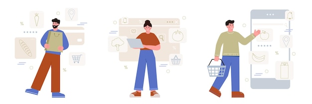 Clientes que compran productos en la tienda y por Internet