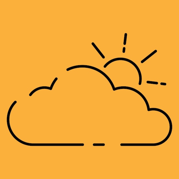 Clima meteorología vector línea icono ilustración Nube y clima nublado de otoño Lluvia y lluvioso o ventoso