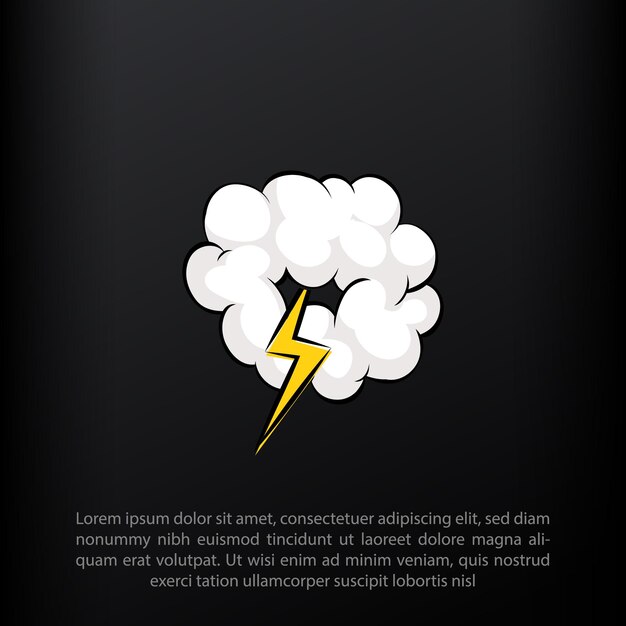 Clima nublado Nube gris oscuro con relámpagos y tormenta su vector de dibujos animados de lluvia
