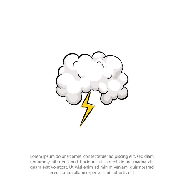Clima nublado Nube gris oscuro con relámpagos y tormenta su vector de dibujos animados de lluvia
