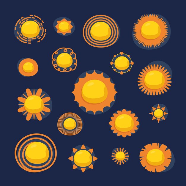 clima soleado elementos del sol colección dibujada a mano