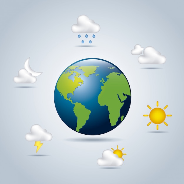 Climas terrestres sobre cielo fondo vector illustration
