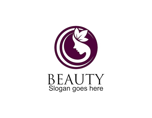 Clínica de belleza con plantilla de logotipo de mujer dentro