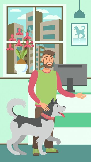 Clínica veterinaria plana Vector Color ilustración