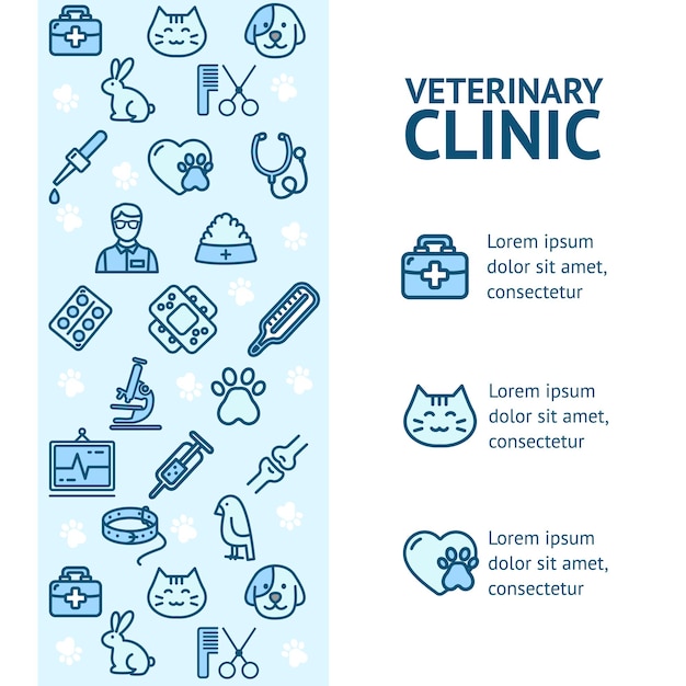 Vector clínica veterinaria signos banner vecrtical vector