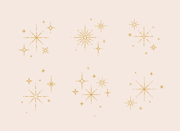 Clink salpicaduras estrellas brillantes estilo de línea plana