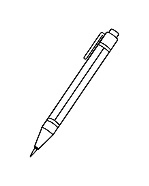 Un clip art del contorno de la pluma de la escuela sobre un fondo blanco