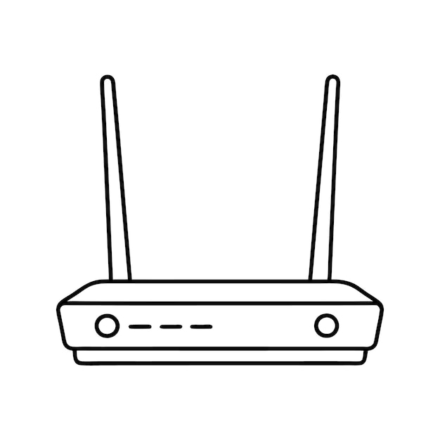 Un clip art del contorno del router WiFi del ciberespacio sobre un fondo blanco