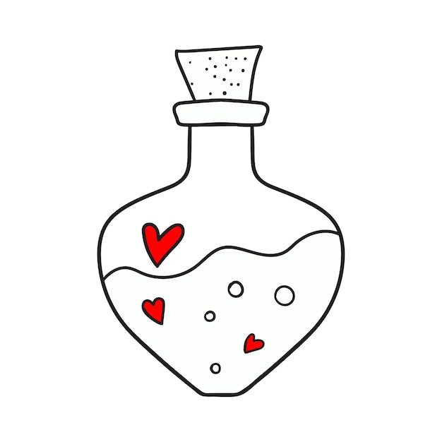 Clip art para el día de San Valentín con una ilustración con poción de amor