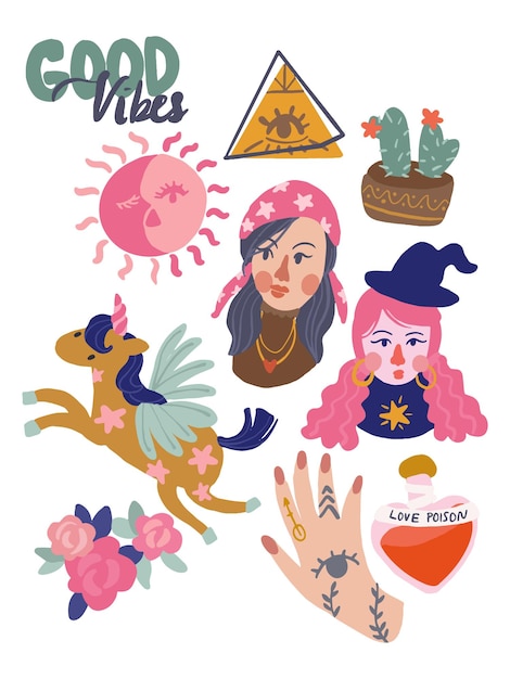 clip art de elemento de bruja