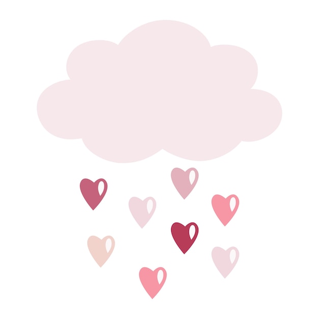 Clip art elementos de nube reomanti con abundantes gotas de lluvia sobre fondo aislado.