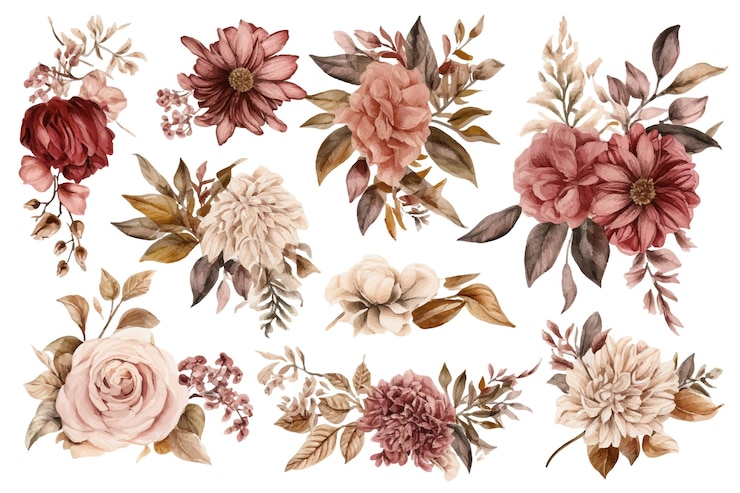Vector el clip art de otoño de las flores de dahlia es un patrón decorativo sin costuras, un elegante patrón de jardín impreso.