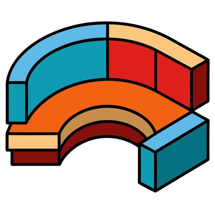 Vector clip art seccional y diseño vectorial con un fondo blanco