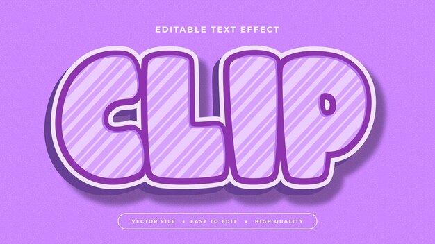 Clip blanco púrpura estilo de fuente de efecto de texto editable en 3D