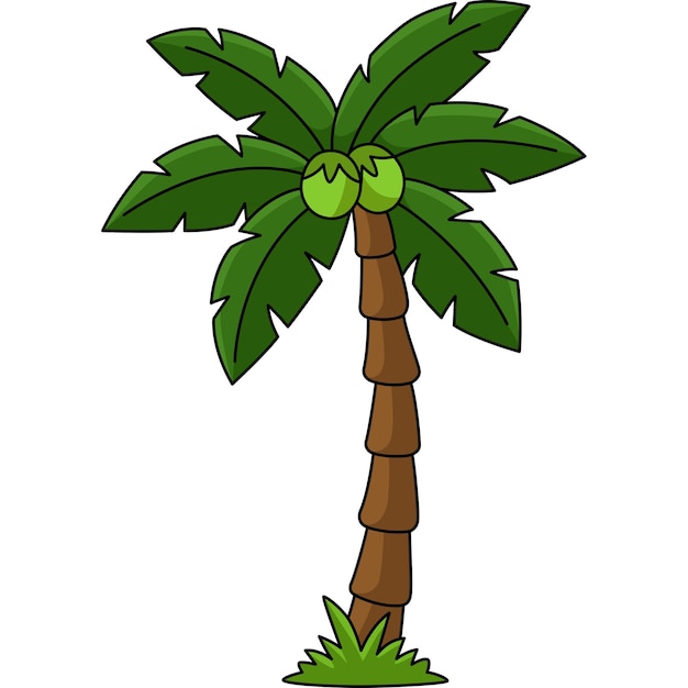 Este clip de dibujos animados muestra una ilustración de un árbol de coco