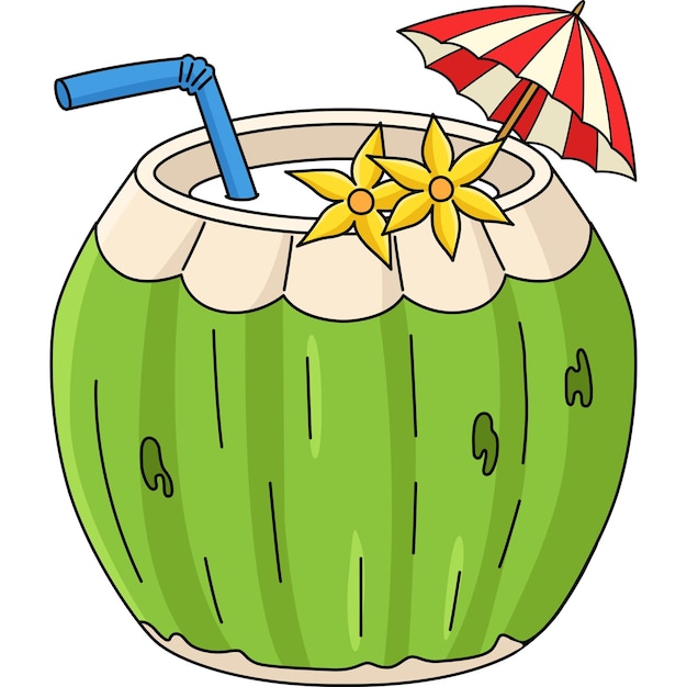 Este clip de dibujos animados muestra una ilustración de Coconut Drink