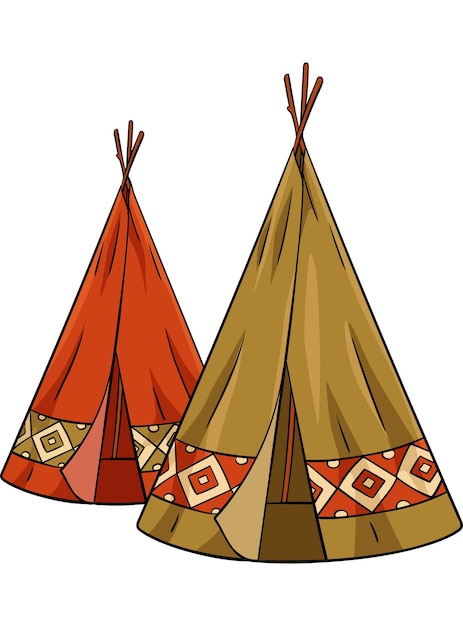 Este clip de dibujos animados muestra una ilustración de los nativos americanos indios Tepee