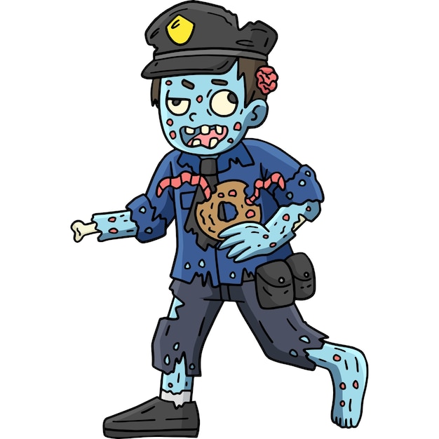 Este clip de dibujos animados muestra una ilustración de la Policía Zombie