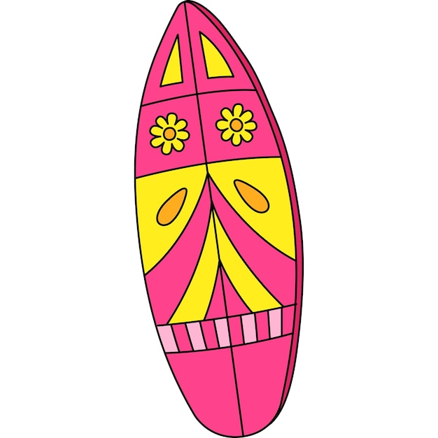 Vector este clip de dibujos animados muestra una ilustración de surfboard summer