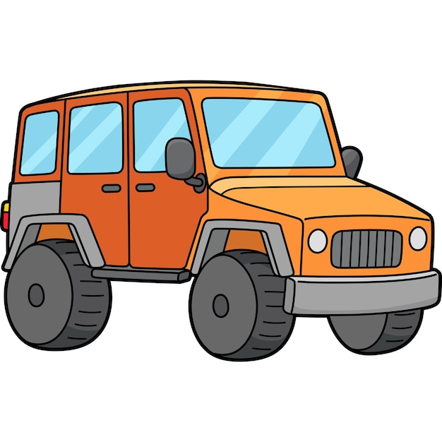 Este clip de dibujos animados muestra una ilustración de un vehículo todoterreno