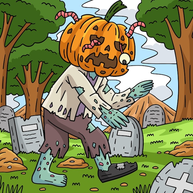 Este clip de dibujos animados muestra una ilustración de un Zombie sosteniendo un hacha