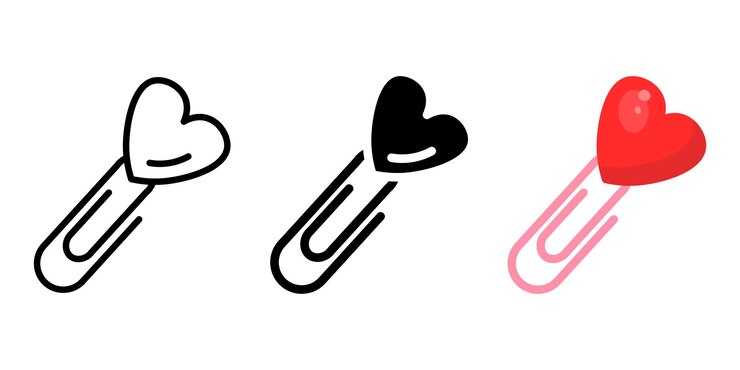 Vector clip de papel con icono de corazón signo de clip en forma de corazón pictograma de decoración para el día de san valentín