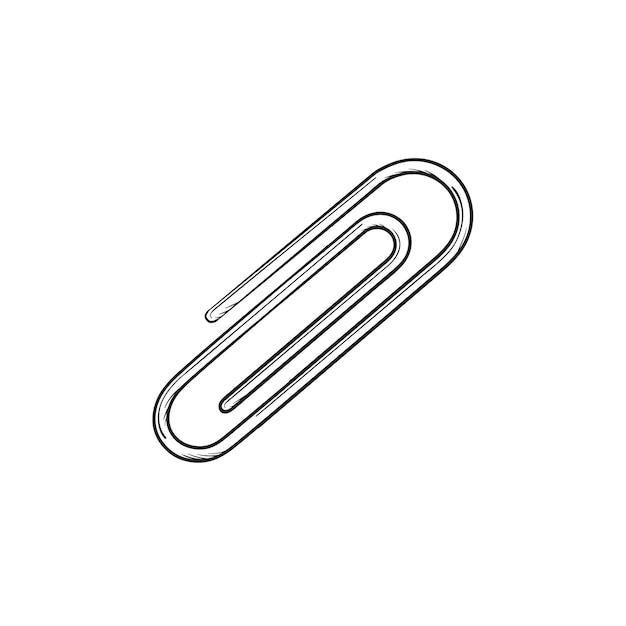 Vector clip para papeles icono de doodle de contorno dibujado a mano. ilustración de dibujo vectorial de clip metálico para impresión, web, móvil e infografía aislado sobre fondo blanco.