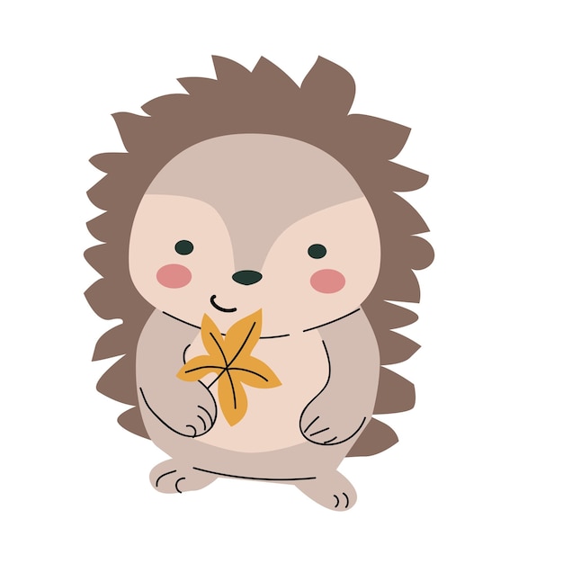El clipart de animales de otoño de los niños aislado sobre un fondo blanco