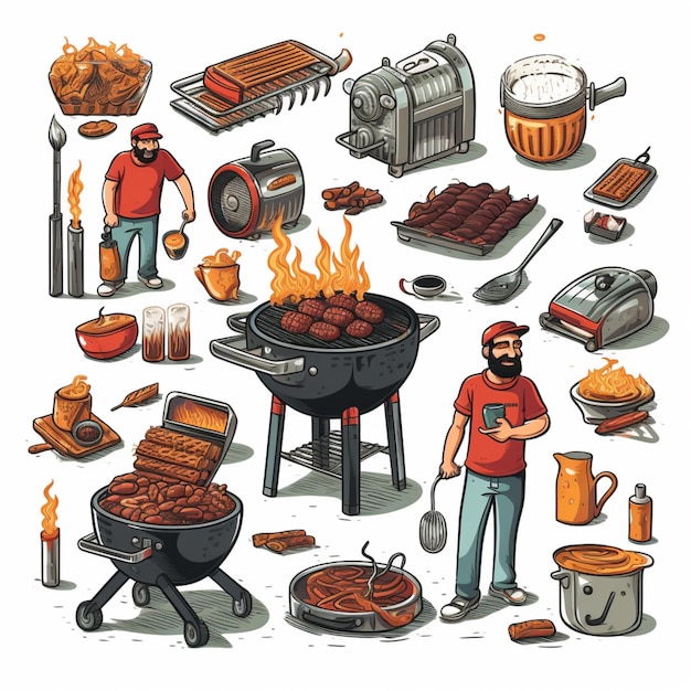 Clipart de barbacoa aislado en un fondo transparente