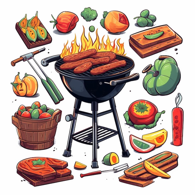 Clipart de barbacoa aislado en un fondo transparente