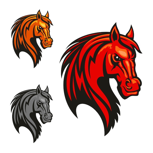 Clipart de cabeza de caballo semental. potente mustang