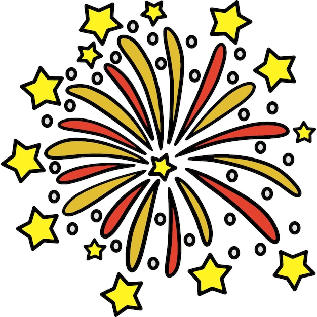 Clipart de color de dibujos animados de fuegos artificiales de año nuevo