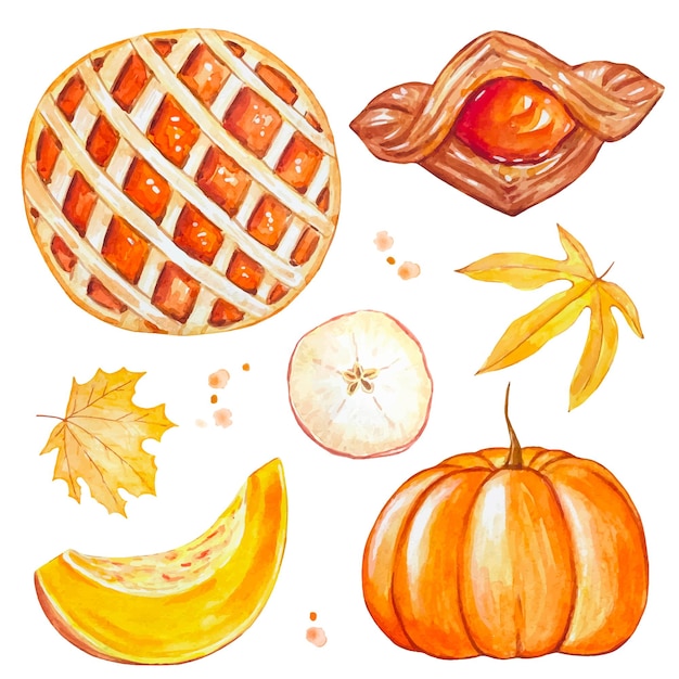 Clipart de comida de otoño acuarela