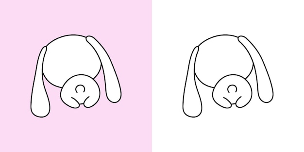 Clipart Conejo Kawaii Multicolor y Blanco y Negro. Liebre linda de Kawaii.