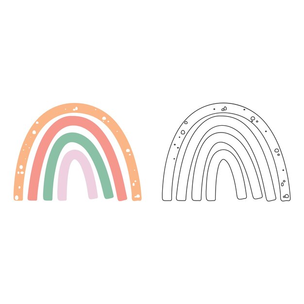 Clipart y contorno de arco iris pastel
