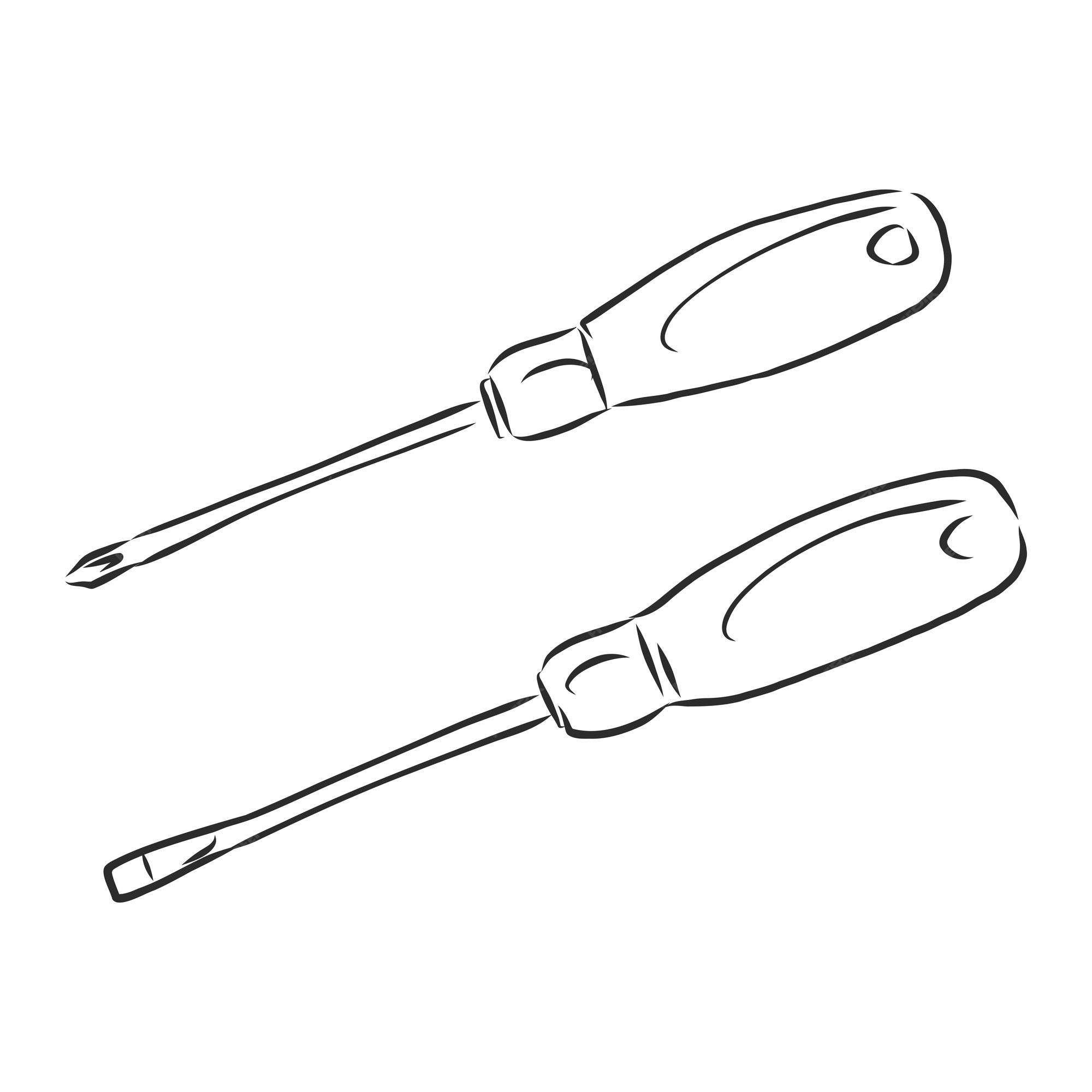 Clipart de destornillador de vector dibujado a mano aislado en dibujo de  fondo blanco | Vector Premium