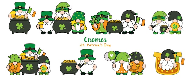 Clipart día de san patricio relleno gnomos