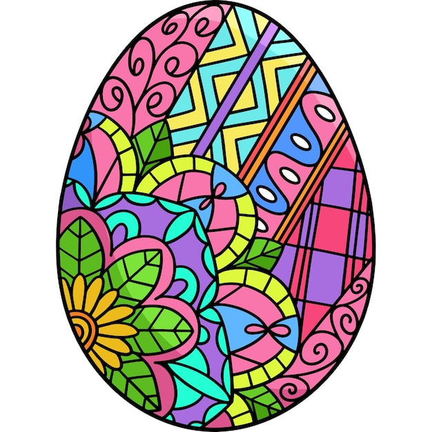 Clipart de dibujos animados de mandala de huevo de Pascua coloreado