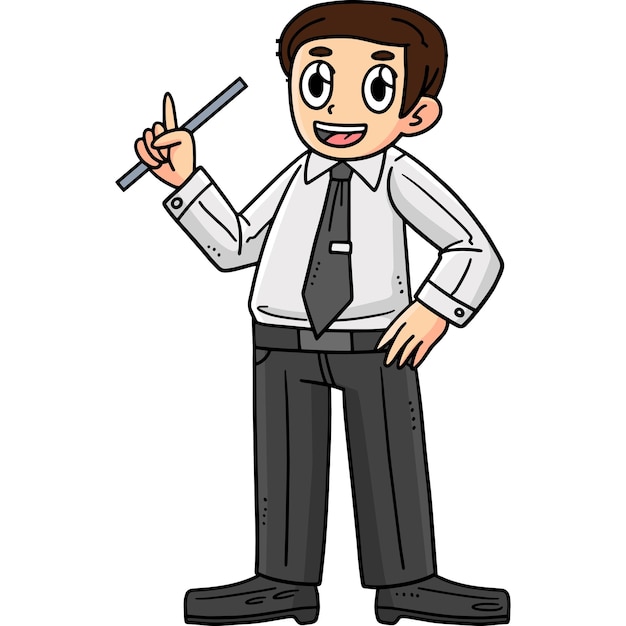 Este clipart de dibujos animados muestra una ilustración de un maestro masculino